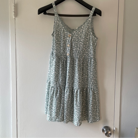Blu Pepper Dresses Blu Pepper Blue Floral Tiered Tank Dress Size